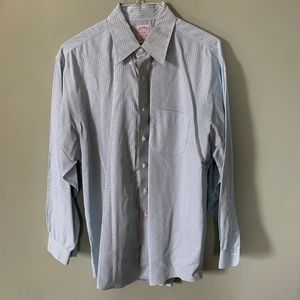 Brooks Brothers 17-34 Madison Striped Button Down Blue Plaid